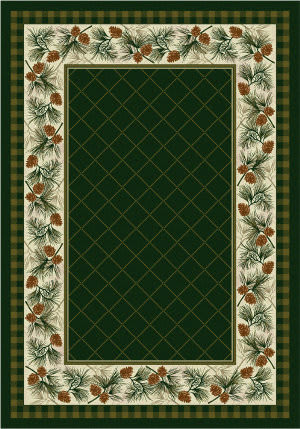 3' x 4' Patchwork Bear & Pinecones Green Rectangle Nylon Area Rug