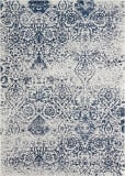 Nourison Damask Das06 Ivory-Navy Area Rug