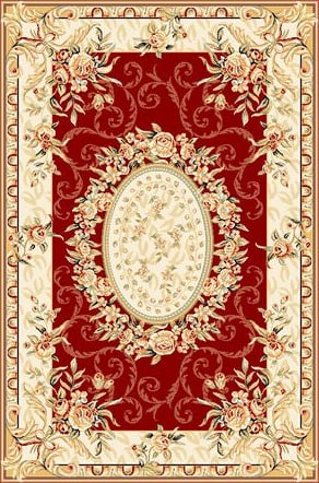 C&F Home Mandalay Tan Wool French Chateau Rustic Botanical Damask Blue Gold  Handcrafted Premium Hooked Indoor Area Rug 2'x3' Tan