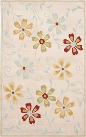 Blossom BLM671 Hand Hooked Area Rug - Beige/Multi - 6' Round - Safavieh.