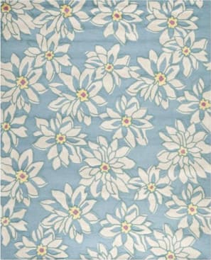 SAFAVIEH Blossom BLM421B Handmade Ivory / Teal Rug 5' x 8', 5' x 8' -  Baker's