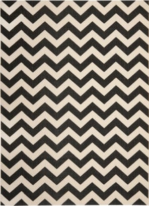 Classical black and white zig zag lines square rug