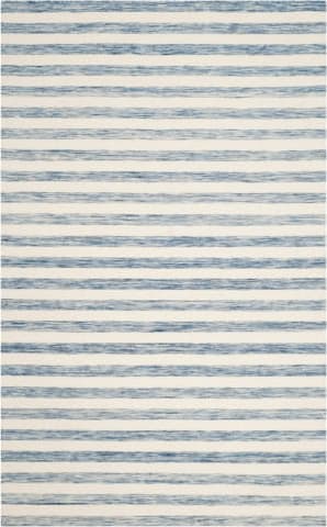 Vienne Wool Striped White and Blue Area Rug 6'x9' + Reviews