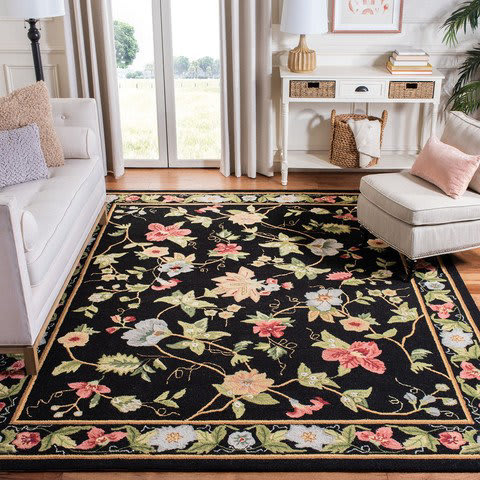 SAFAVIEH Chelsea Collection Area Rug - 4' Round, Black, Hand-Hooked French  Country Wool, Ideal for High Traffic Areas in Living Room, Bedroom (HK245A)