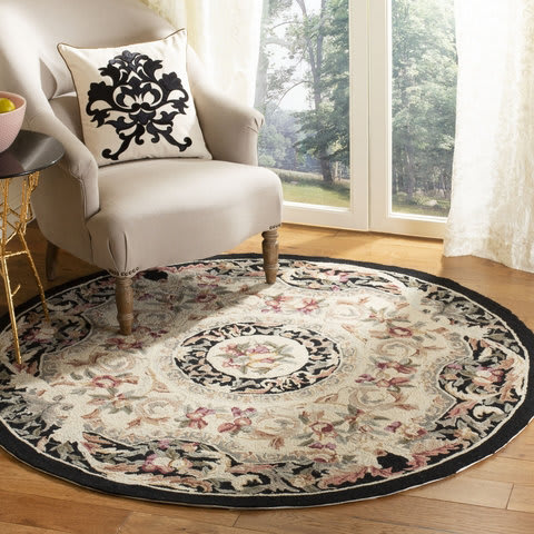 Luxury round wool rug PRAGUE red / beige