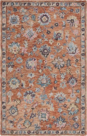 Safavieh Blossom BLM695C Grey / Orange Rug 6' x 6' Round