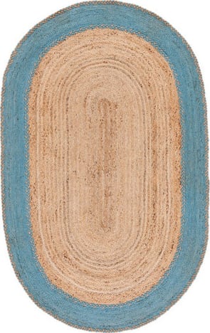 Amber Braided Oval Jute Rug  Online Buy, Beige Plain Contemporary