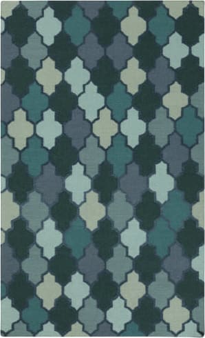 Basel Wool Blue and Sage Green Rug Swatch 12x18