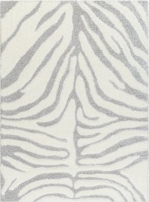 Handknotted Grey, Black, and Cream Hunting Tiger Rug, 3'6x5