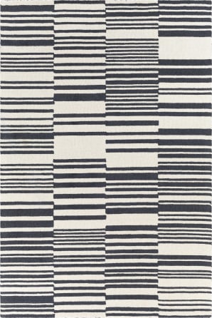 Black and White Striped Entry Rug, Small Accent Rugs