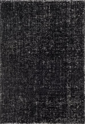 UNDERVISNING Rug, low pile, off-white black/handmade, 133x195 cm