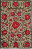 Tibet Rug Company 60 Knot Premium Tibetan Poppies Beige Area Rug