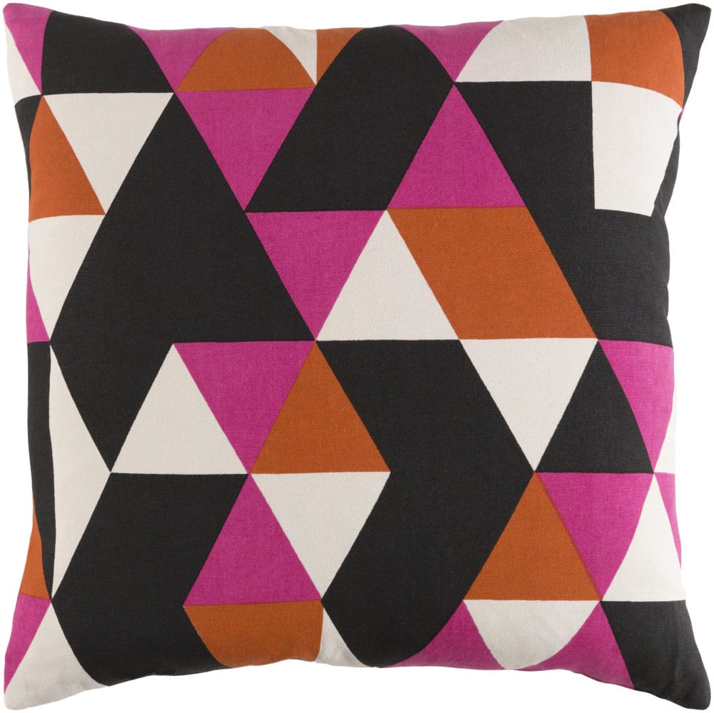Surya Trudy Pillow Geometry Hot Pink Orange Black Rug Studio