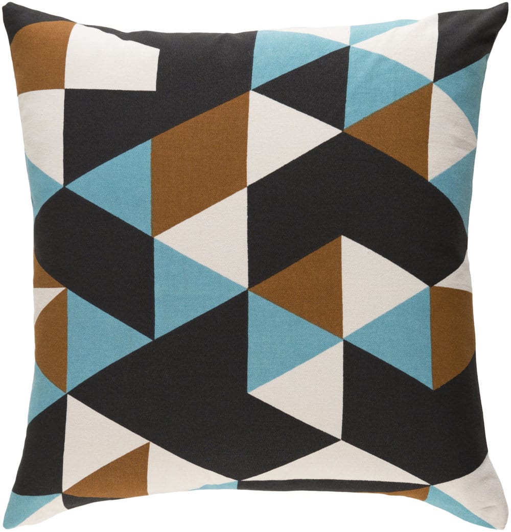 Surya Trudy Pillow Geometry Teal Brown Black Rug Studio