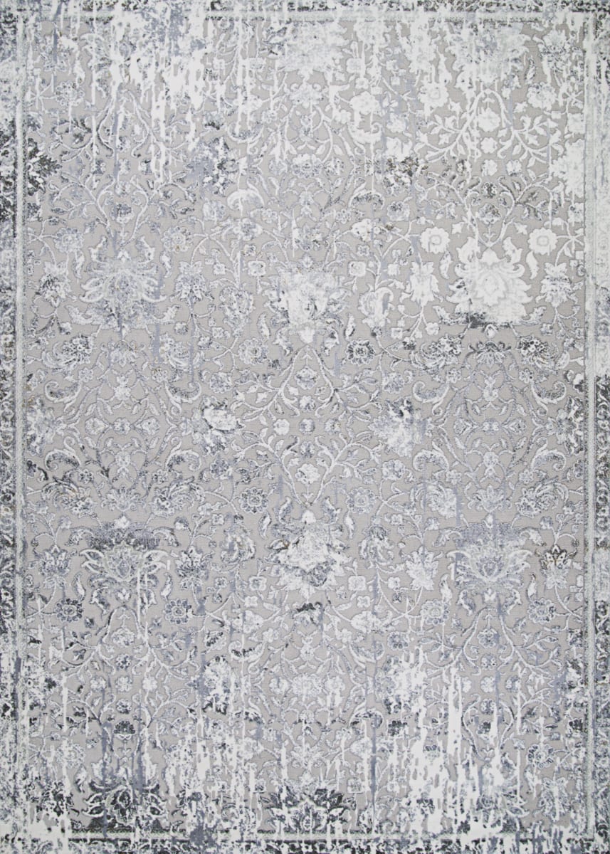 Couristan Brocatelle Brocade Damask Silver - Cream | Rug Studio