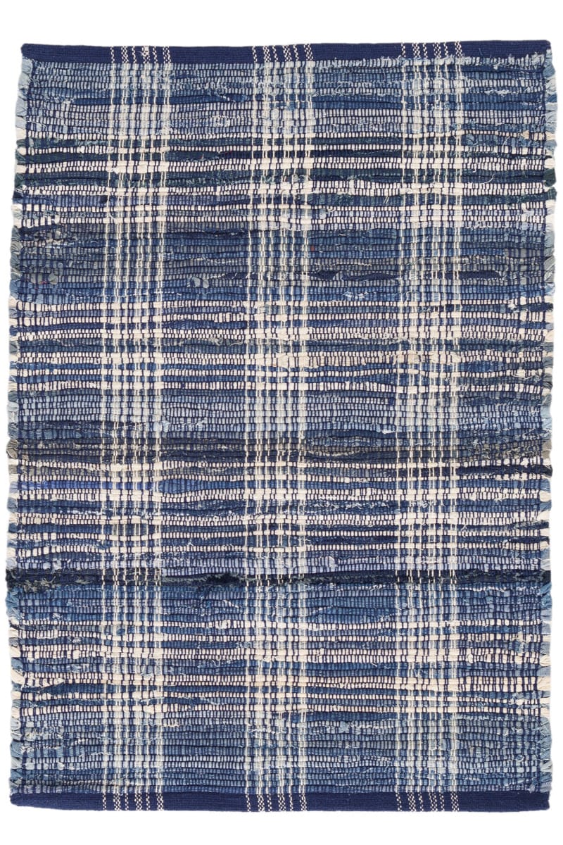 Dash And Albert Denim Cotton Plaid Area Rug 160868