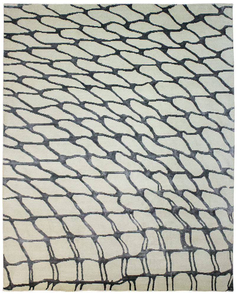 Due Process Lhasa Fish Net Ivory - Steel | Rug Studio