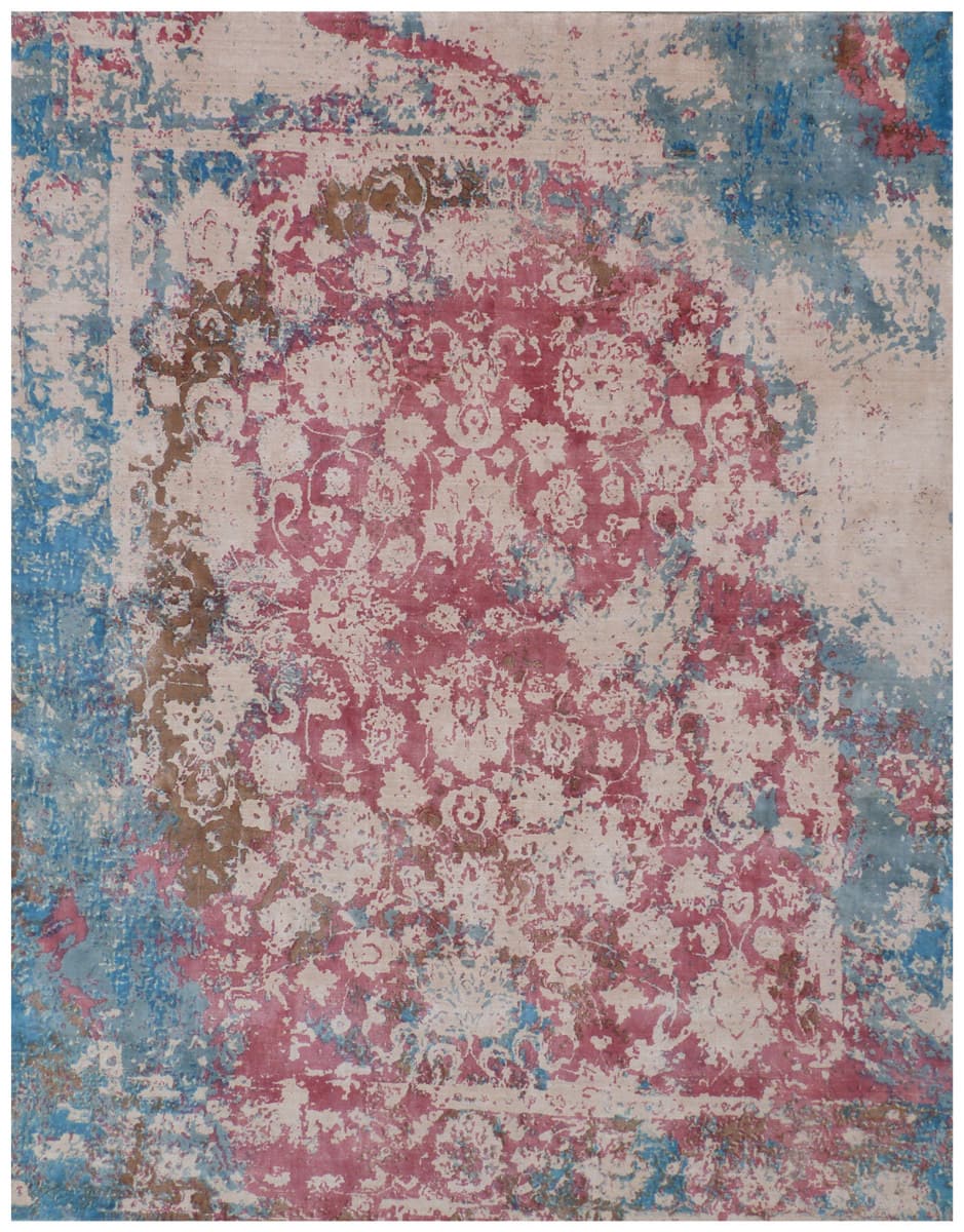 Pink Blue Area Rug Exquisite Rugs Antolini Hand Loomed 2624 Pink - Blue | Rug Studio