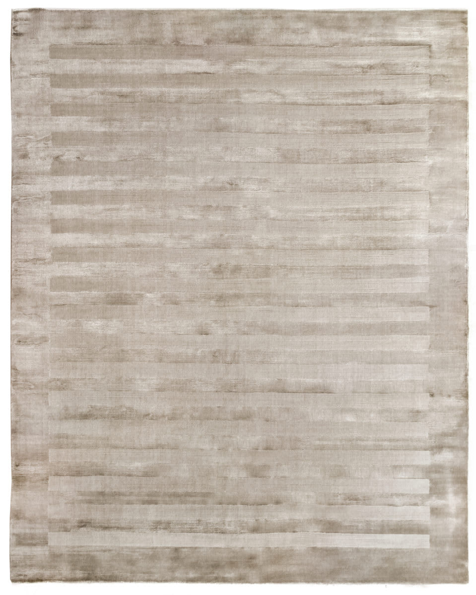 Exquisite Rugs Panel Stripe Hand Woven Light Beige Area Rug