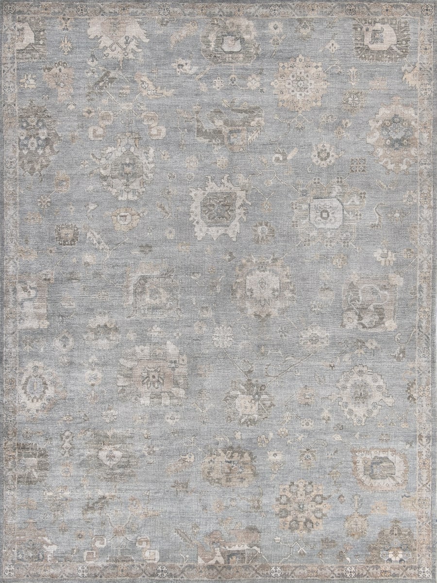Exquisite Rugs Museum Hand Knotted Blue Gray Rug Studio