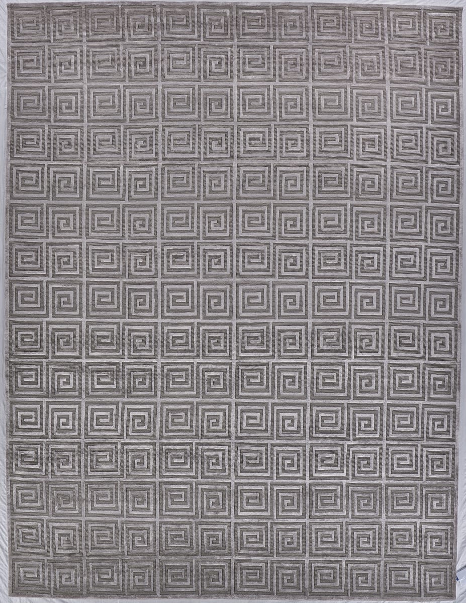 Exquisite Rugs Greek Key Hand Knotted 9419 Silver Rug Studio