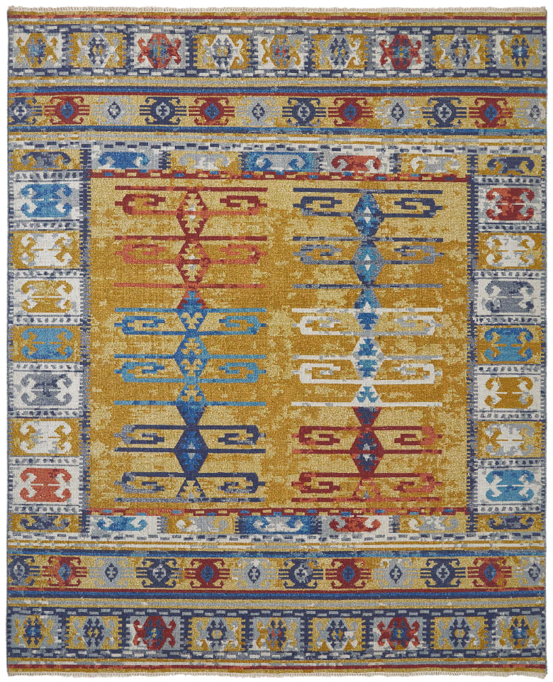 Famous Maker Soumak Crown 1001186 Saffron - Multi | Rug Studio
