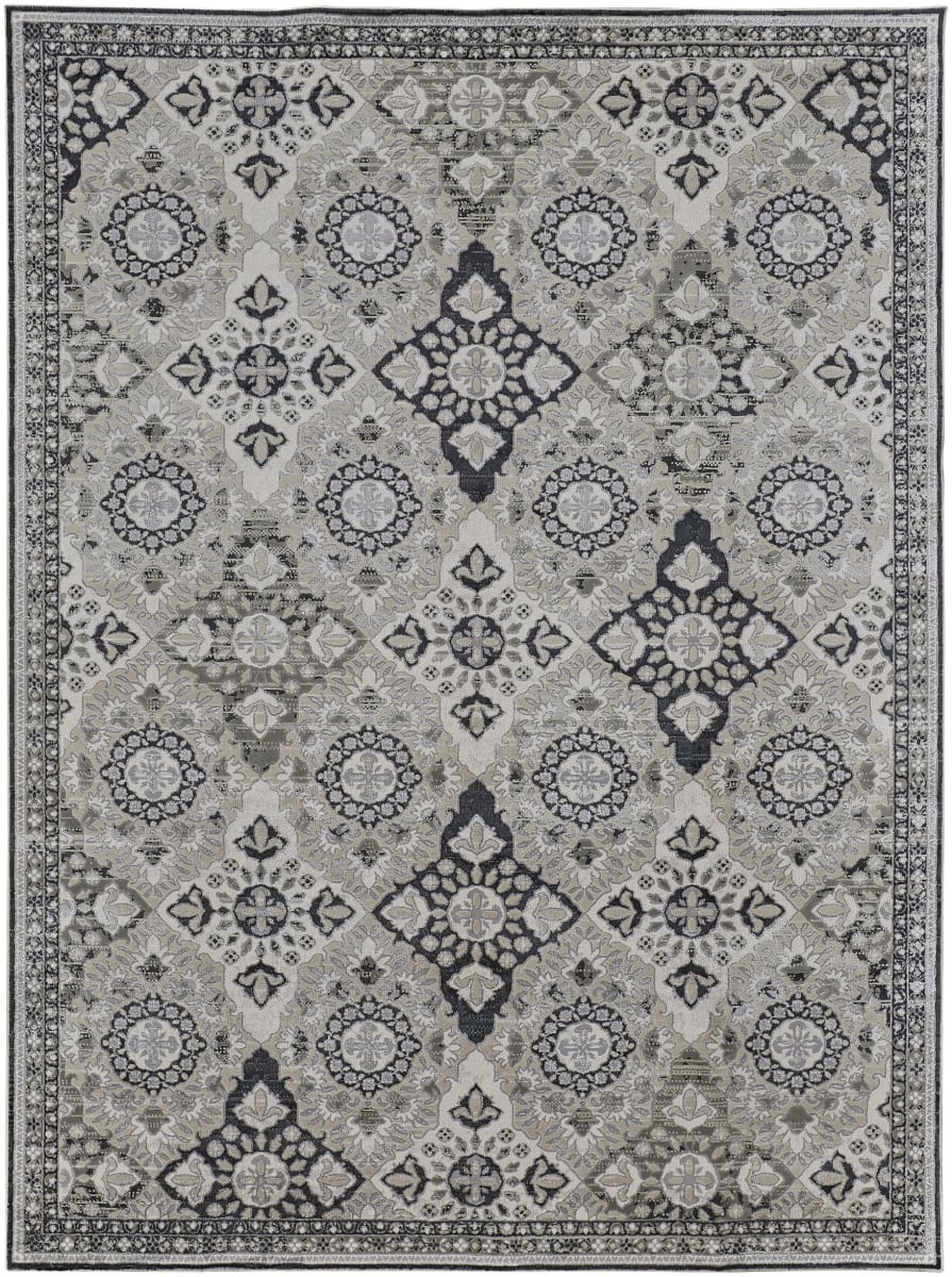 Feizy Macklaine 39fvf Silver - Black | Rug Studio