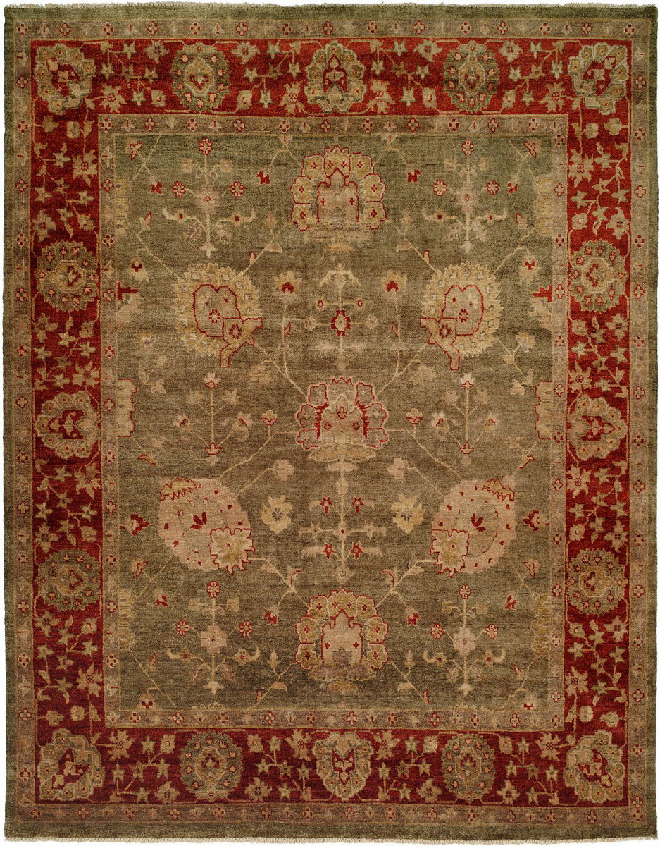 Kalaty Oushak Ou-415 Green - Rust | Rug Studio