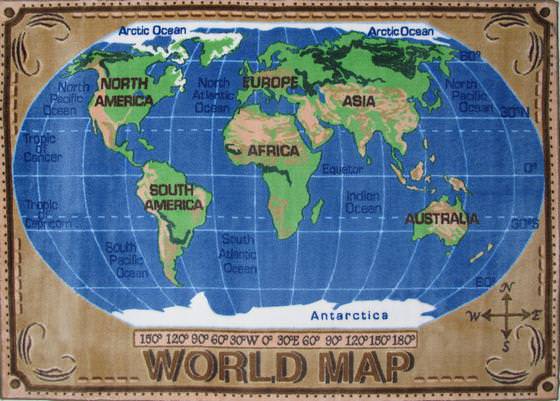 Fun Rugs Supreme World Map TSC-153 Multi