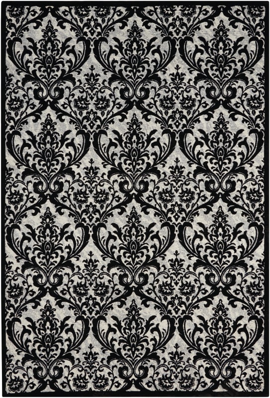 Nourison Damask Das02 Black White Rug Studio