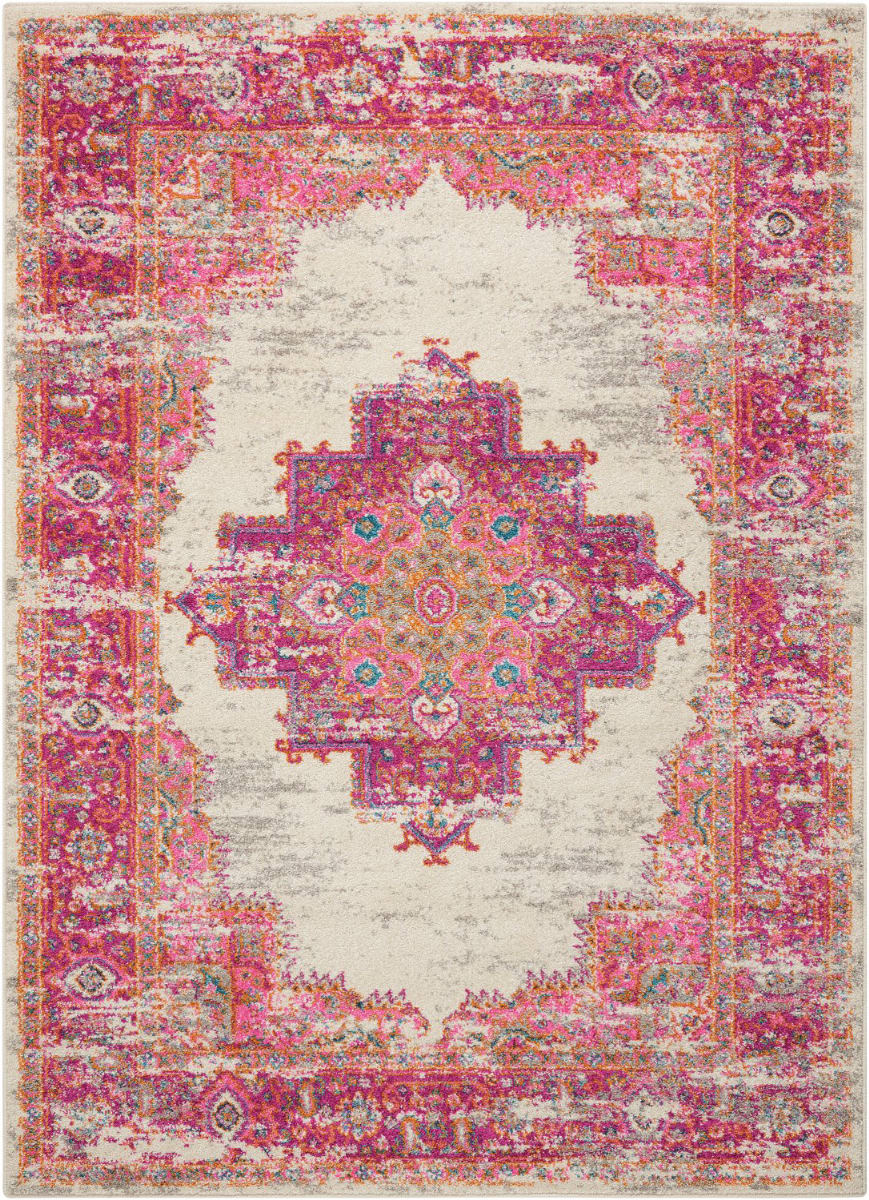 Nourison Passion PSN03 Ivory-Fuchsia | Rug Studio