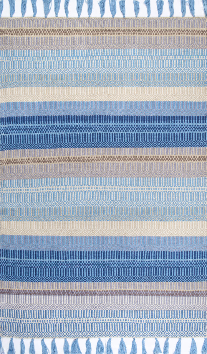 Nuloom Flatweave Tassel Indoor Outdoor Light Blue Rug Studio