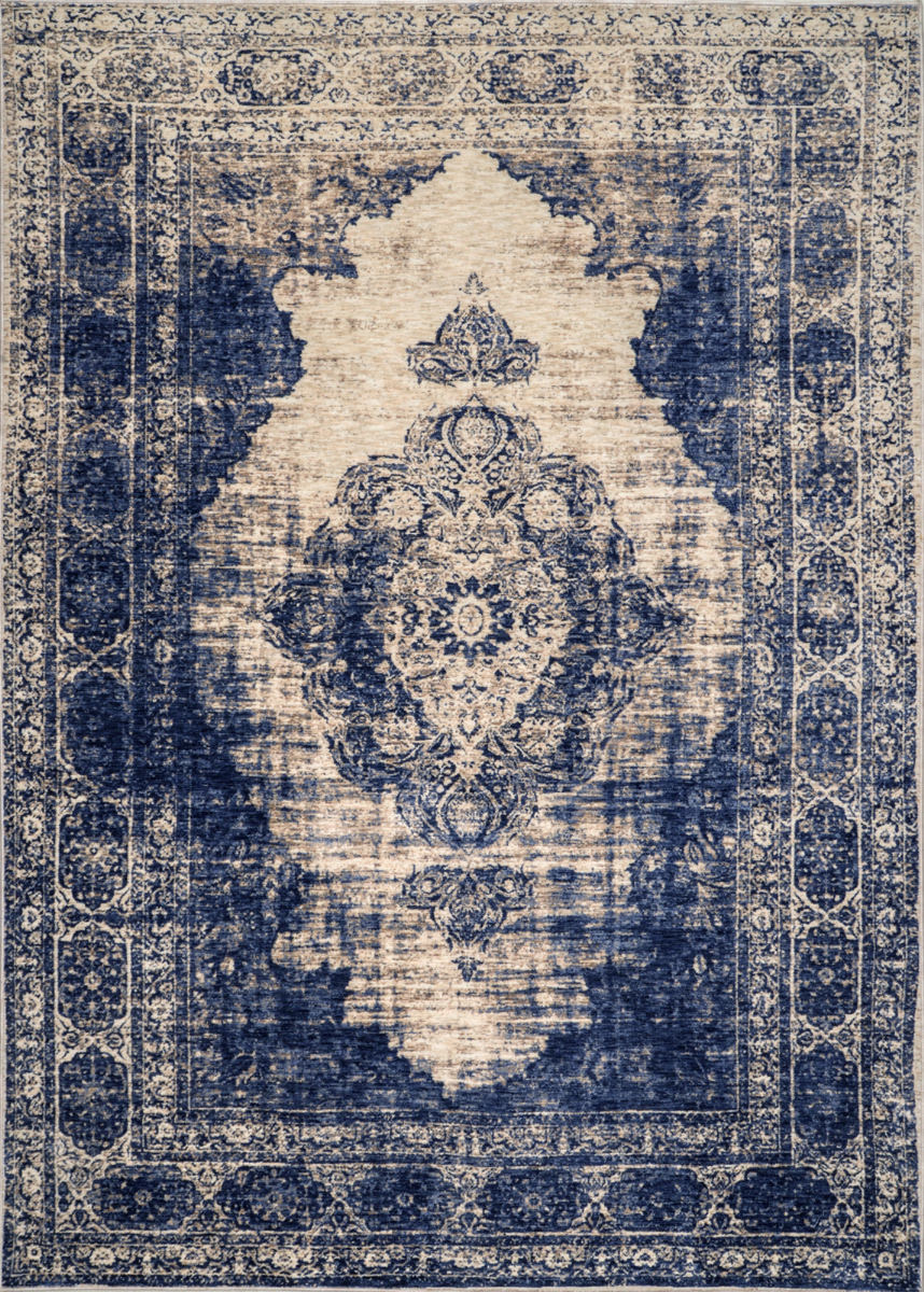 Nuloom Aubrey Vintage Medallion Navy Area Rug 193342