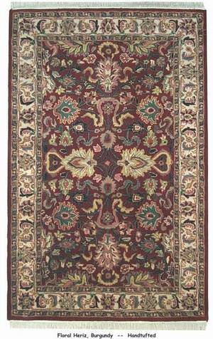 ORG Handtufted Floral Heriz Burgundy Last Chance | Rug Studio
