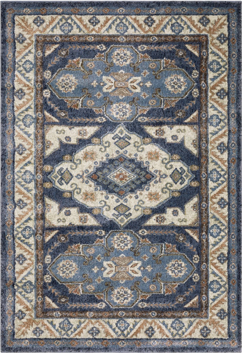 Rust Blue Rug Geometric Pattern Gemma GEM02 Blue - Rust | Rug Studio