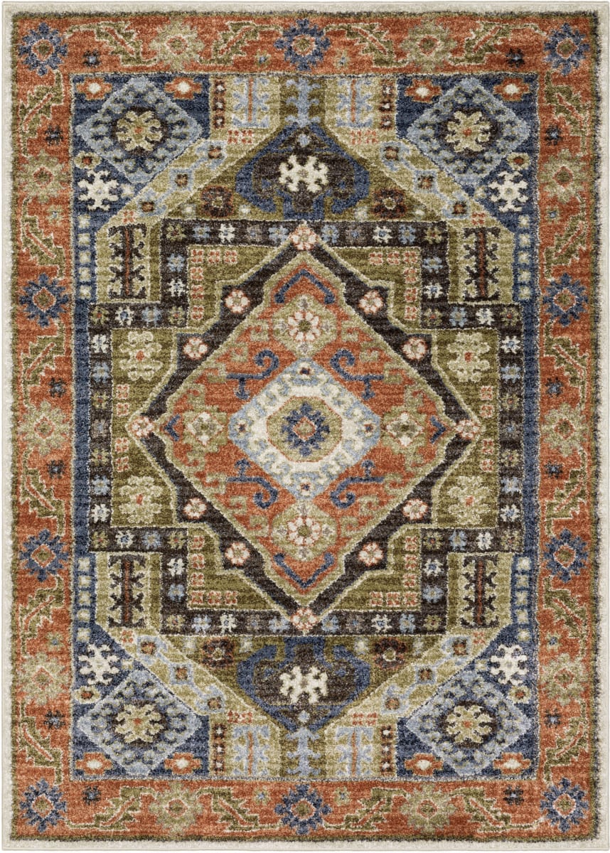 Rust Blue Rug Geometric Pattern Gemma GEM03 Rust - Blue | Rug Studio