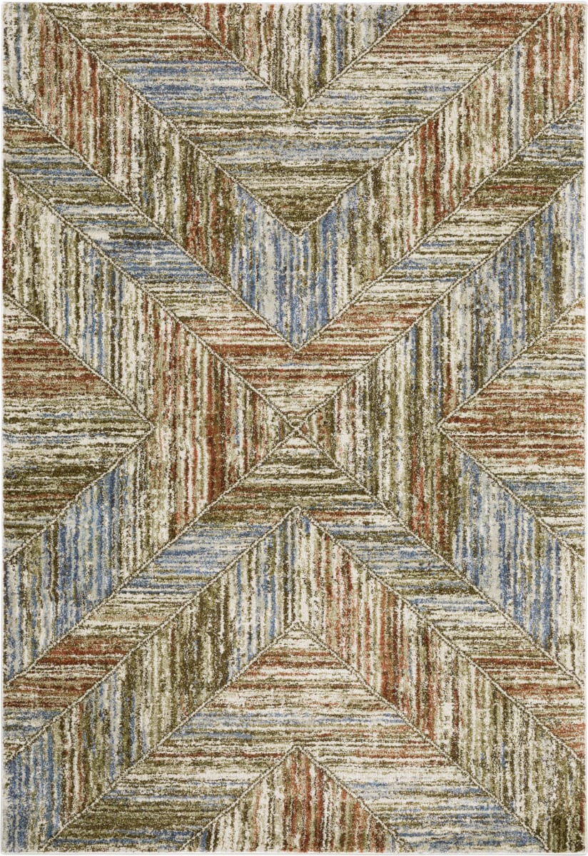 Rust Blue Rug Geometric Pattern Gemma GEM04 Blue - Rust | Rug Studio