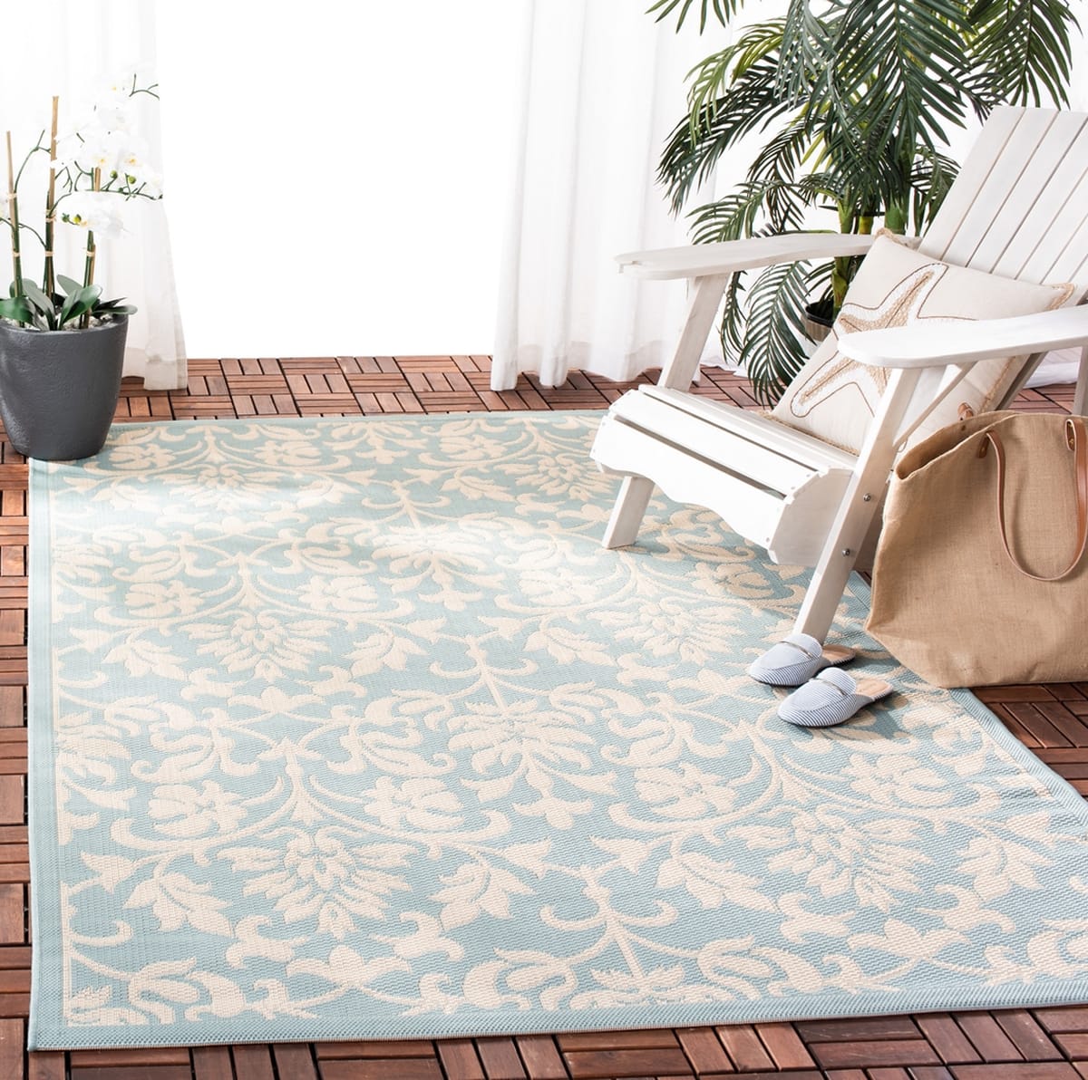 Safavieh Courtyard CY613225 Aqua Cream Rug Studio