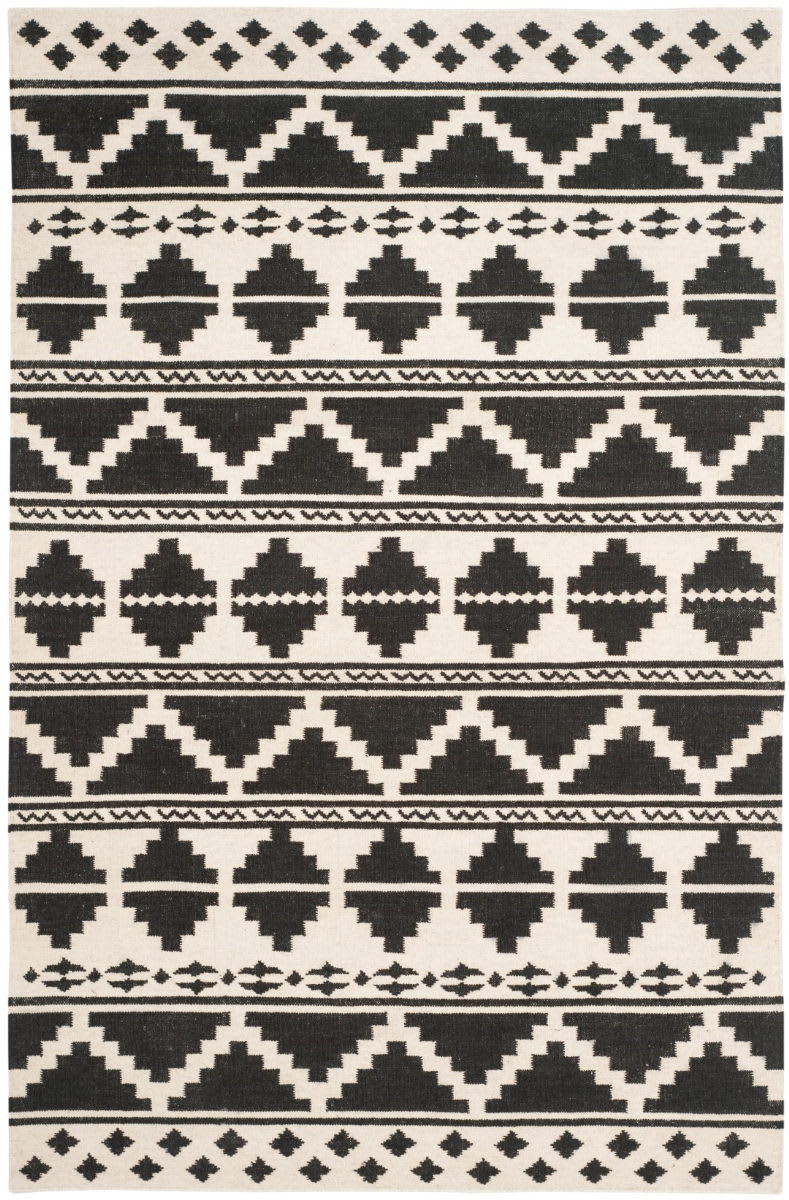 Durries Rugs Safavieh Dhurries Dhu110a Black - Ivory | Rug Studio