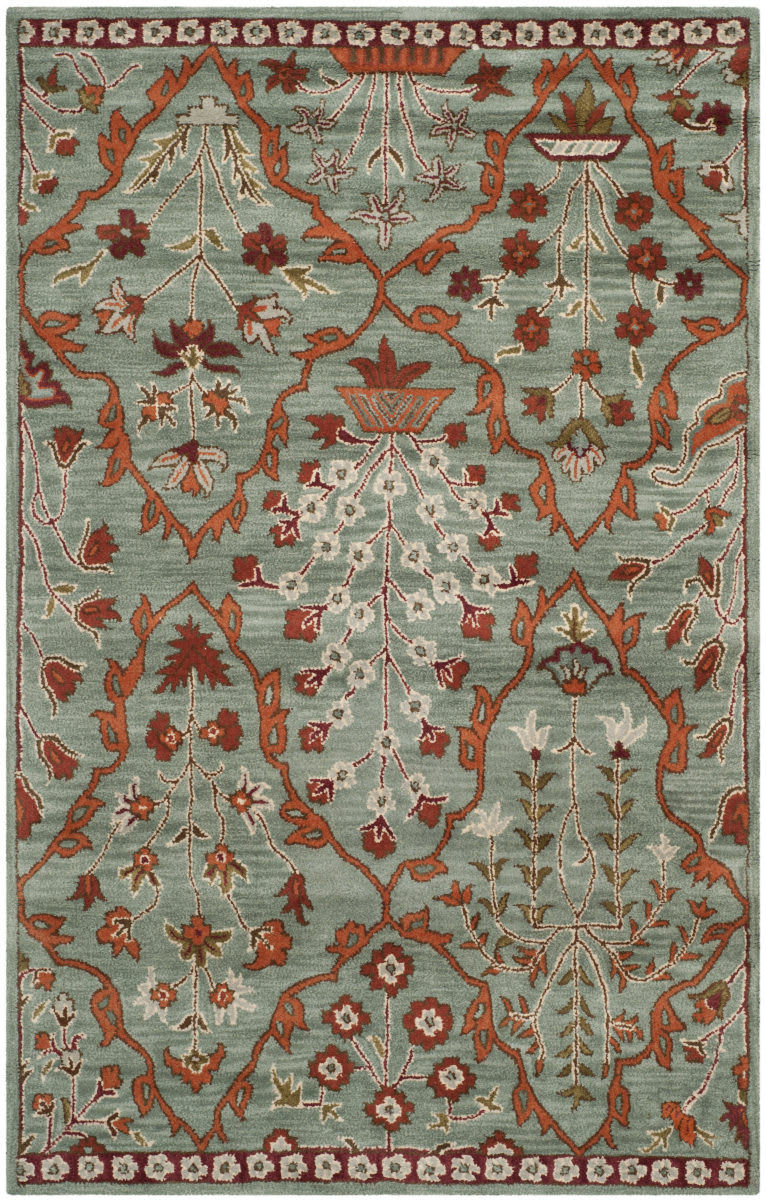 Green/blue Rust Rug Wyndham WYD206A Blue - Rust | Rug Studio