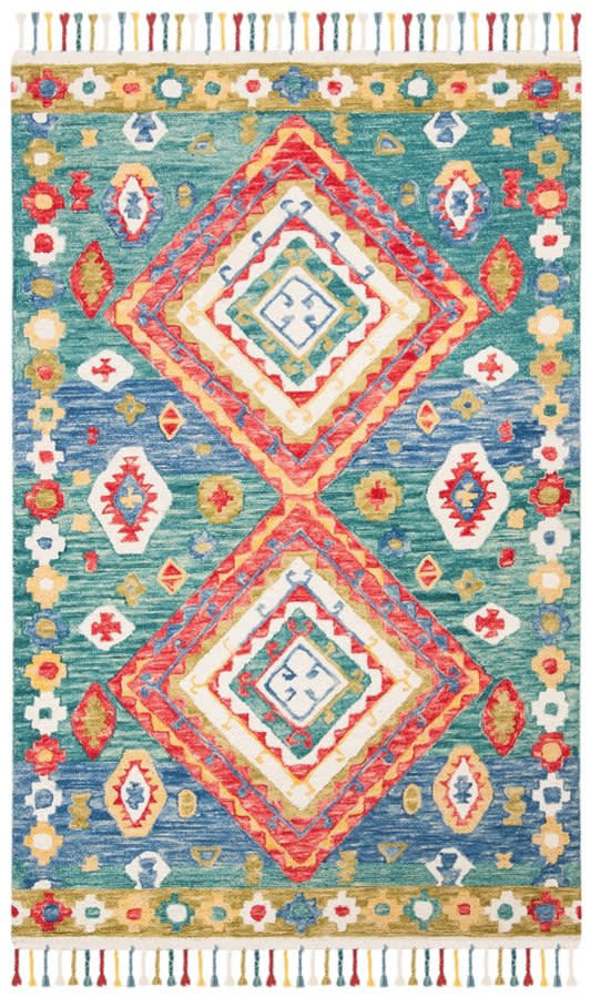 Aspen Apn119y Green - Red | Rug Studio