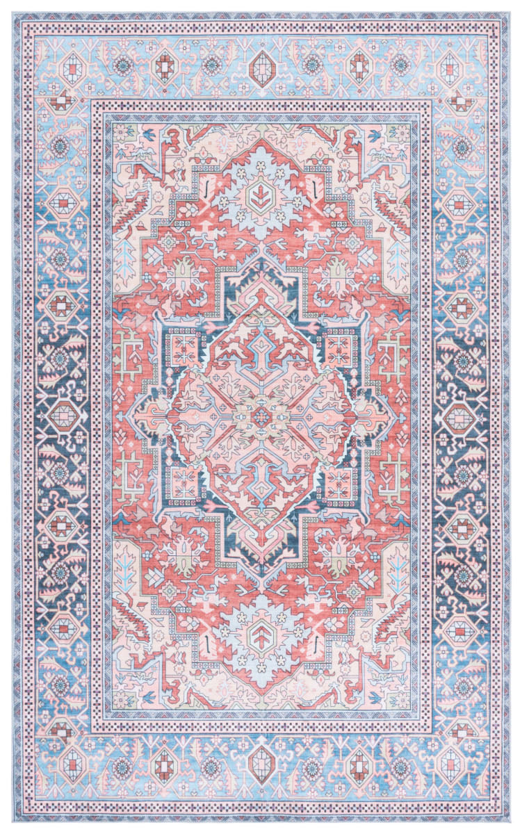 Rust Blue Rug Geometric Pattern Arizona ARZ300P Rust - Blue | Rug Studio