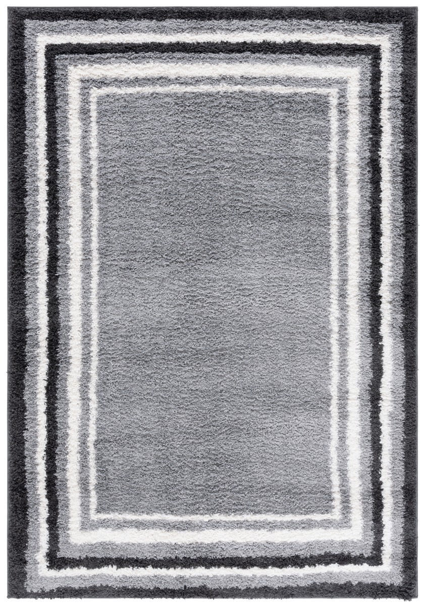 Siyah Rug Border Stripe Shag Bsp251H Grey - Black | Rug Studio