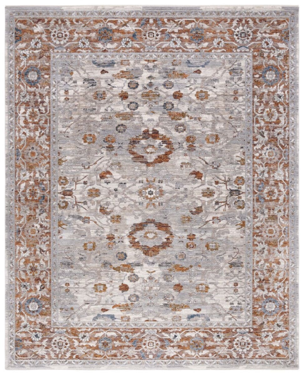 Rust And Ivory Check Rug Safavieh Heirloom Hrl724A Ivory Grey - Rust | Rug Studio