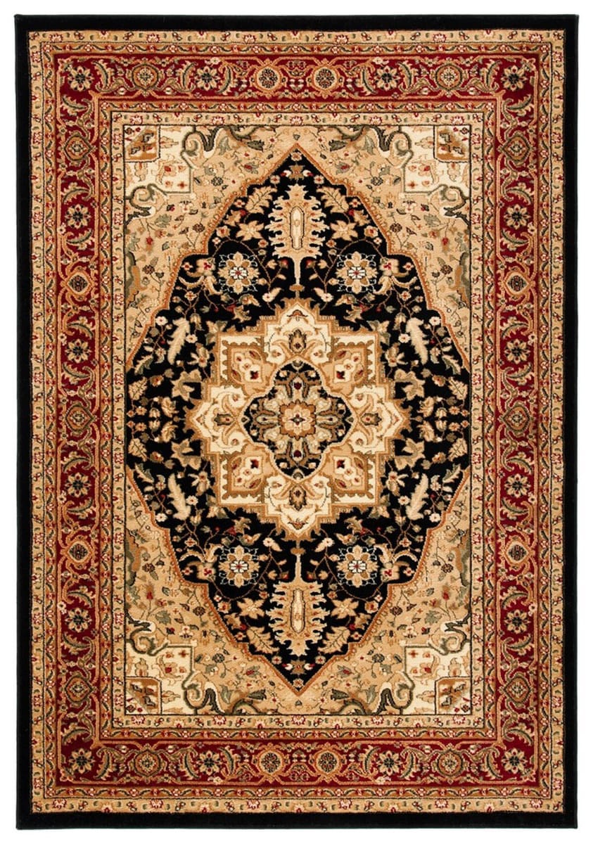 Red And Black Camouflage Print Round Rug