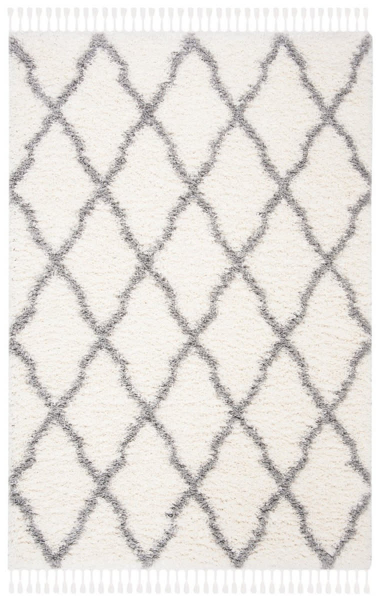 Sandy Gridlines - Luxury Shag Moroccan Rug