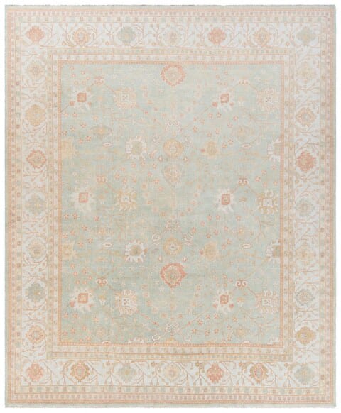 Oushak Osh117B Dark Green - Light Green | Rug Studio