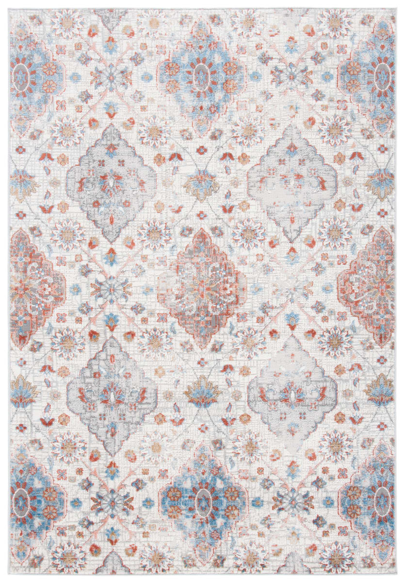 Rust And Ivory Check Rug Shivan SHV148P Ivory - Rust | Rug Studio