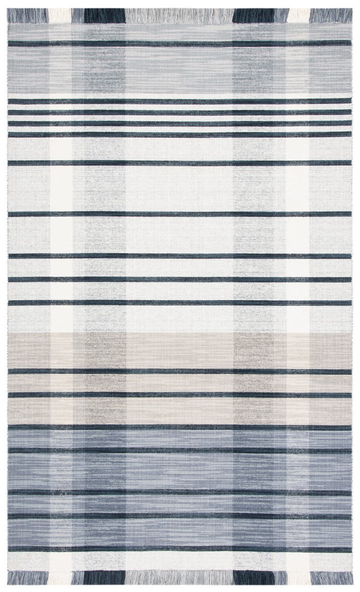 Safavieh Striped Kilim Stk704G Light Grey Black Rug Studio