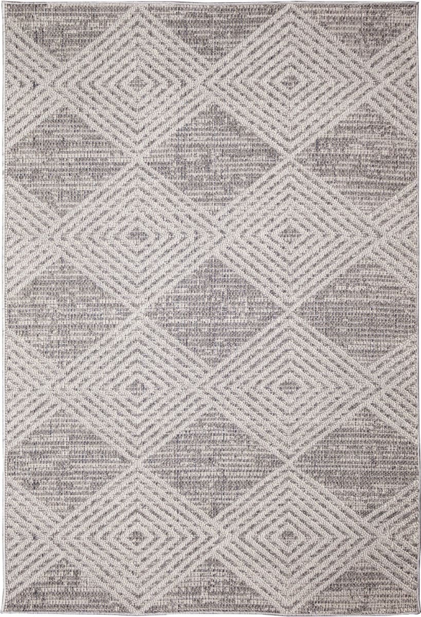 Silver Diamond Pattern Rug Trans-Ocean Dunes Modern Diamond 668838 Silver | Rug Studio